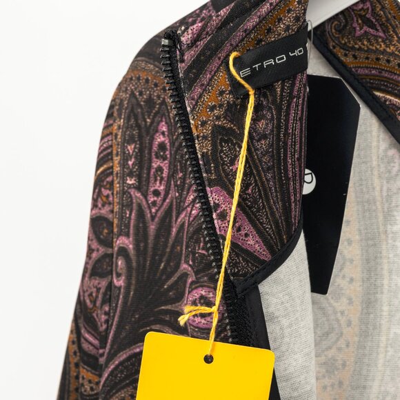 Etro Purple & Black Paisley & Floral Jersey Midi Dress - Picture 9 of 11